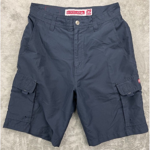 Quiksilver Men's Cargo Shorts Size‎ 29 Black  Y2K Comfort Skater Polyester - Picture 1 of 10